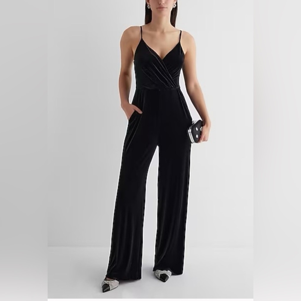 Express Black Velvet Jumpsuit